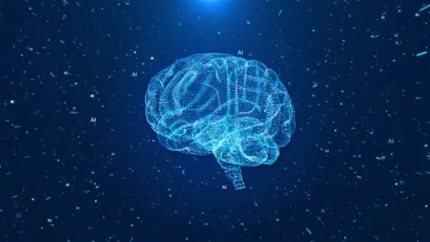 AI Artificial intelligence digital brain, big data flow matrix deep machine Stock Footage 259683543