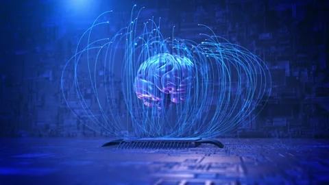 AI Artificial intelligence digital brain bid data deep learning human brain Busi 库存影片 342785938