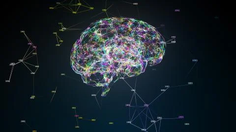 AI Artificial intelligence digital brain big data deep learning computer machine Illustrazione stock