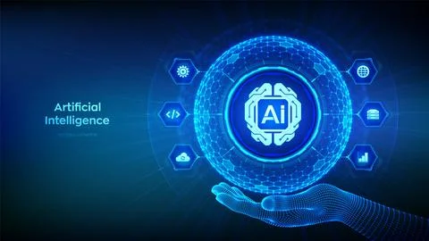 AI. Artificial Intelligence. Digital brain. Machine Learning Concept. Neura.. イラスト素材