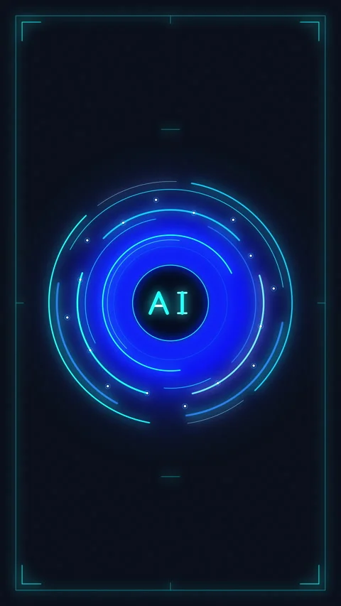 Ai artificial intelligence digital hologram neon circle interface Stock Footage 348324684