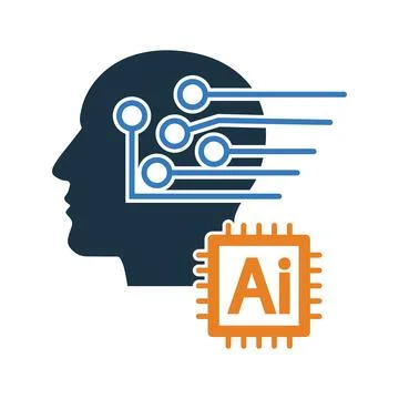 Ai, artificial intelligence, digital icon. Glyph style vector EPS. Stock Illustration