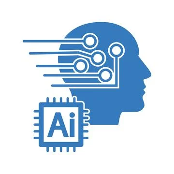 Ai, artificial intelligence, digital icon. Blue color design. Stock Illustration
