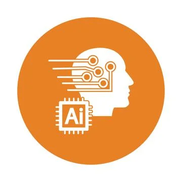 Ai, artificial intelligence, digital icon. Orange color vector EPS. Stockillustratie