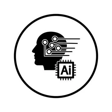 Ai, artificial intelligence, digital icon. Black vector graphics. Stockillustratie