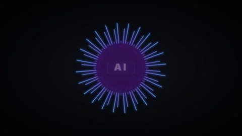 Ai artificial intelligence digital interface hud with pulsing neon light an.. Stock Footage 344855496