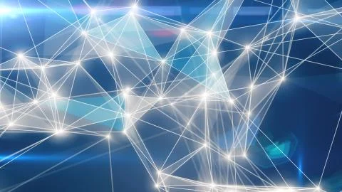 AI artificial intelligence, digital lines and luminous dots creating the stru Stock Illustration