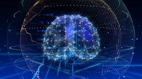 AI artificial intelligence digital network technologies 19 1 Brain 5 blue2 4k Stock Footage 115873374