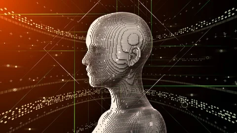 AI artificial intelligence digital network technologies 19 1 Human 2B red Stock Footage 115893266