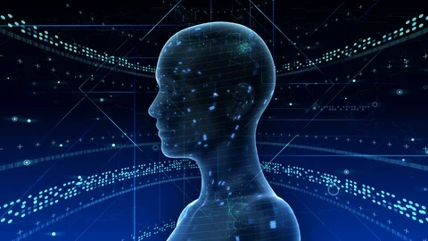 AI artificial intelligence digital network technologies 19 1 Human 2A blue Stock Footage 115893448