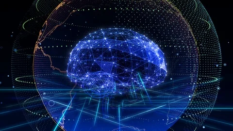 AI artificial intelligence digital network technologies 19 2 Mix 5 blue 4k Vídeos de archivo 118410211