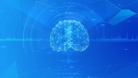 AI artificial intelligence digital network technologies 19 3 Brain 7 blue 2 4 Stock Footage 121059543
