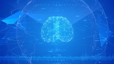 AI artificial intelligence digital network technologies 19 3 Brain 7 blue 3 4 Stockbeeldmateriaal 121062532