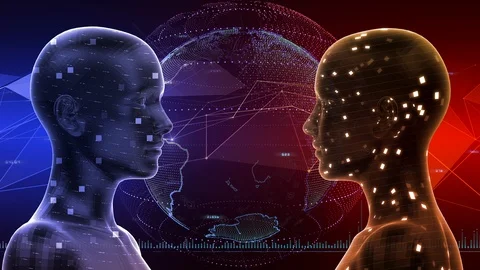 AI artificial intelligence digital network technologies 19 3 Duo 7 red 3 4k Stock Footage 121066444