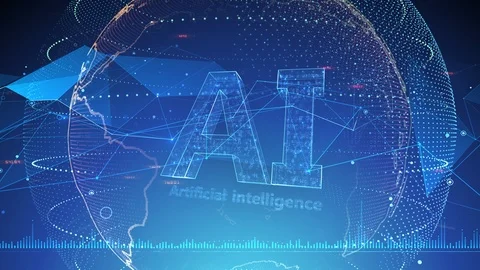 AI artificial intelligence digital network technologies 19 3 Logo 7 blue 3b 4 Stock Footage 121067849