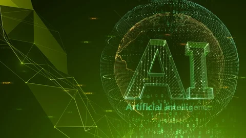 AI artificial intelligence digital network technologies 19 3 Logo 7 green 3 4 Stock Footage 121068355