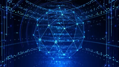 AI artificial intelligence digital network technologies 5 BG 02 blue Видео 124006015