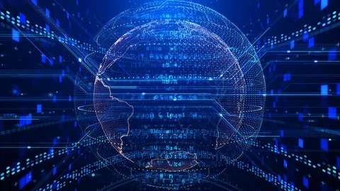 AI artificial intelligence digital network technologies 5 BG 20 blue Stock Footage 124011370