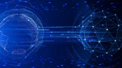 AI artificial intelligence digital network technologies 5 BG 25 blue Stock Footage 124012701