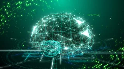 AI artificial intelligence digital network computer technologies 3D illustra Stock Illustration