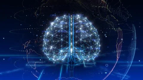 AI artificial intelligence digital network computer technologies 3D illustra Stock Illustration