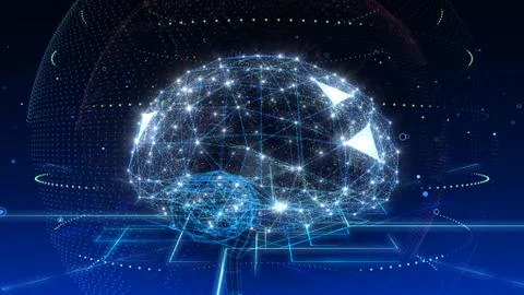 AI artificial intelligence digital network computer technologies 3D illustra Stock Illustration