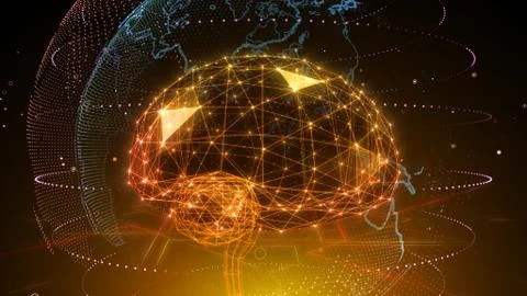 AI artificial intelligence digital network computer technologies 3D illustra Stock Illustration