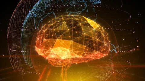 AI artificial intelligence digital network computer technologies 3D illustra Illustrazione stock