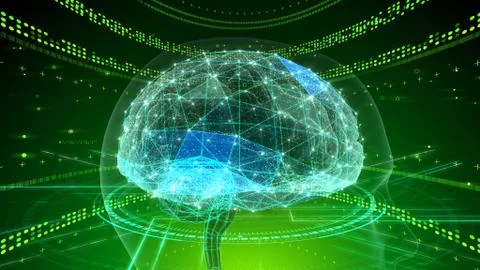 AI artificial intelligence digital network computer technologies 3D illustra Stock Illustration