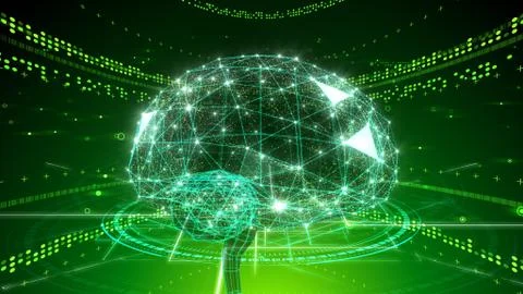 AI artificial intelligence digital network computer technologies 3D illustra Stock Illustration