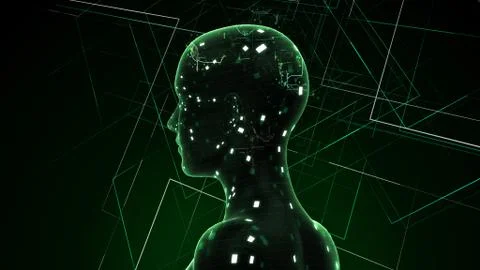 AI artificial intelligence digital network computer technologies 3D illustra Illustrazione stock