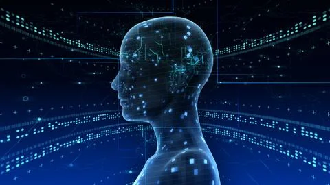 AI artificial intelligence digital network computer technologies 3D illustra Illustrazione stock