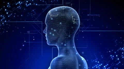 AI artificial intelligence digital network computer technologies 3D illustra Stock Illustration