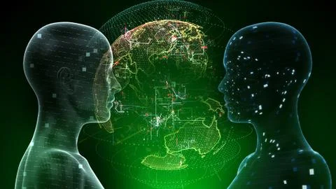 AI artificial intelligence digital network computer technologies 3D illustra Stock Illustration