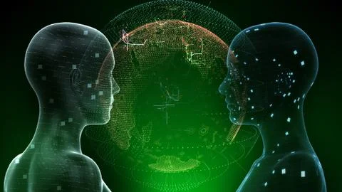 AI artificial intelligence digital network computer technologies 3D illustra Stock Illustration
