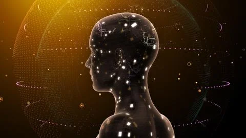 AI artificial intelligence digital network computer technologies 3D illustra Stock Illustration