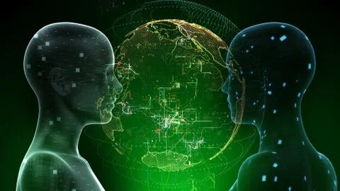 AI artificial intelligence digital network computer technologies 3D illustra Stock Illustration