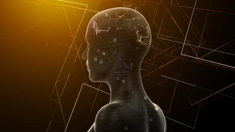 AI artificial intelligence digital network computer technologies 3D illustra Illustrazione stock