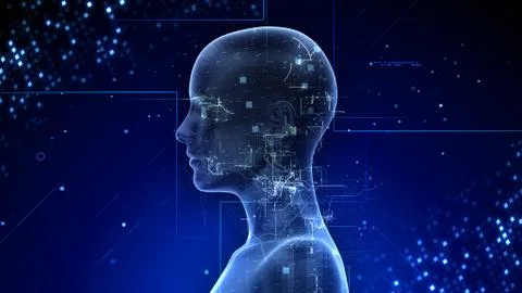 AI artificial intelligence digital network computer technologies 3D illustra Illustrazione stock