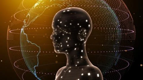 AI artificial intelligence digital network computer technologies 3D illustra Stock Illustration