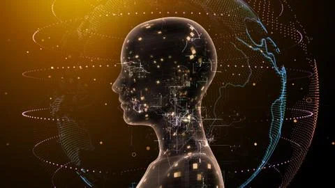 AI artificial intelligence digital network computer technologies 3D illustra Stock Illustration