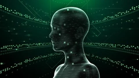 AI artificial intelligence digital network computer technologies 3D illustra 스톡 일러스트