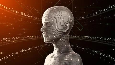 AI artificial intelligence digital network computer technologies 3D illustra Stock Illustration