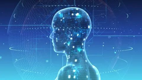 AI artificial intelligence digital network computer technologies 3D illustra Stock Illustration