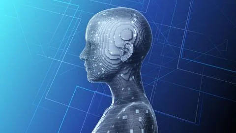 AI artificial intelligence digital network computer technologies 3D illustra Stock Illustration