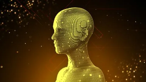 AI artificial intelligence digital network computer technologies 3D illustra Stock Illustration