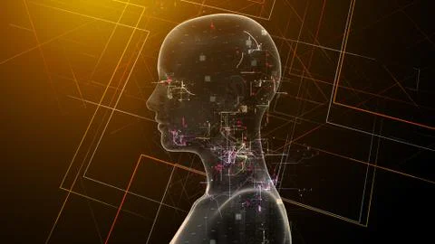 AI artificial intelligence digital network computer technologies 3D illustra 스톡 일러스트