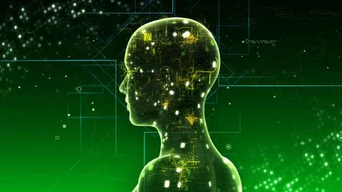 AI artificial intelligence digital network computer technologies 3D illustra Stock Illustration