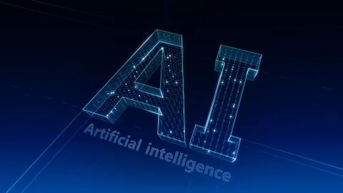AI artificial intelligence digital network computer technologies 3D illustra Stock Illustration