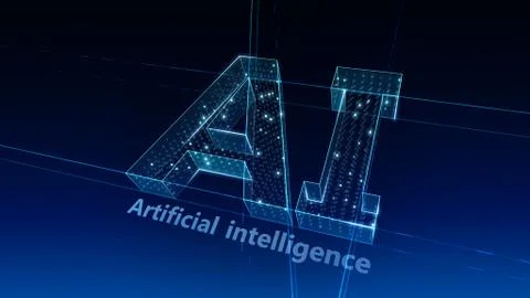 AI artificial intelligence digital network computer technologies 3D illustra 스톡 일러스트